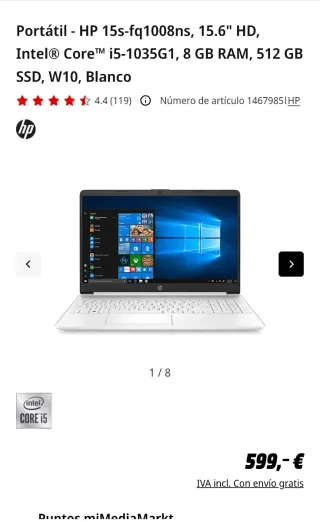 Ordenador portátil HP blanco