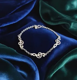 Pulsera Plata 925 Notas Musicales Sinfonía
