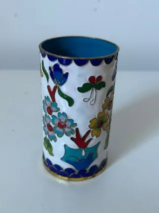 Portalápices metálico vintage cloisonne