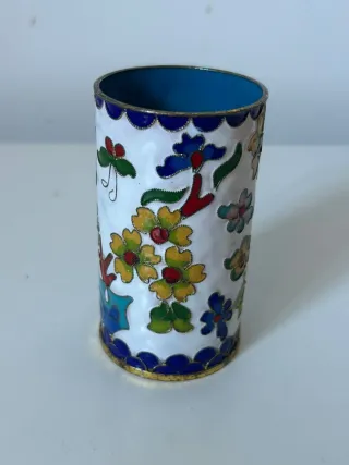 Portalápices metálico vintage cloisonne