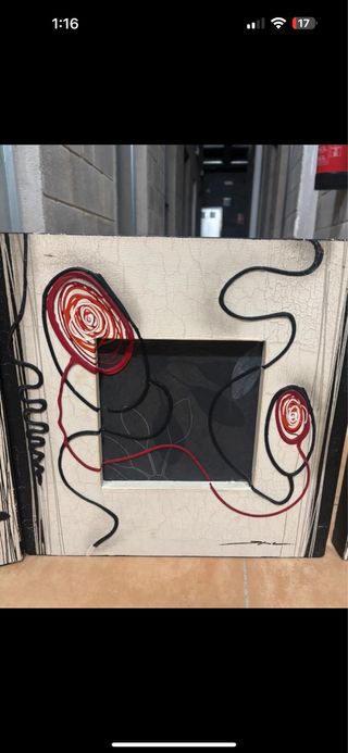 Set 3 Cuadros Abstractos Rojo y Negro