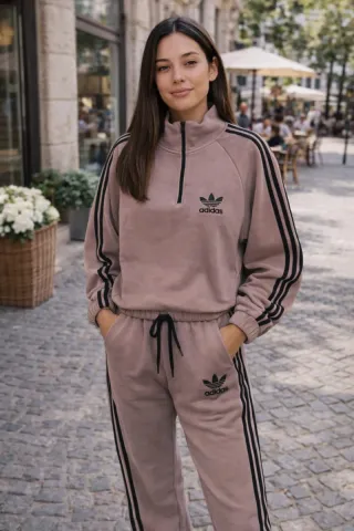 Conjunto Adidas chándal rosa y negro gris i blanco