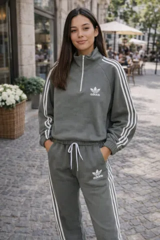 Conjunto Adidas chándal rosa y negro gris i blanco