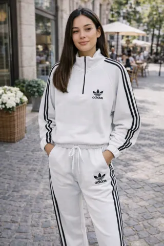 Conjunto Adidas chándal rosa y negro gris i blanco
