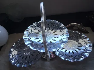 Juego metal y cristal vintage azul