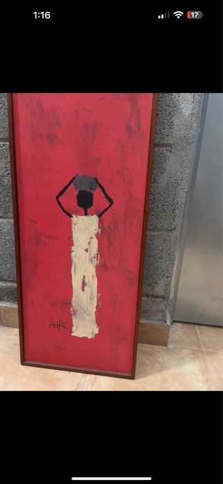 Cuadro abstracto mujer con cesto