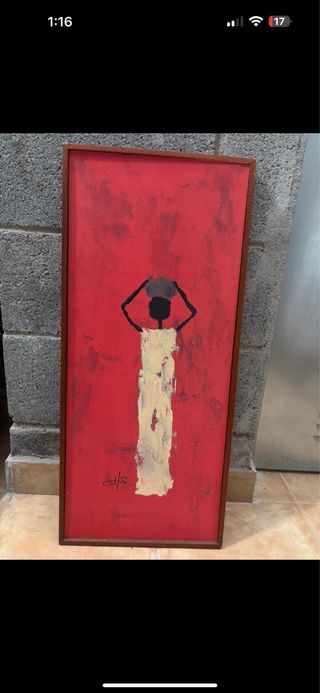 Cuadro abstracto mujer con cesto