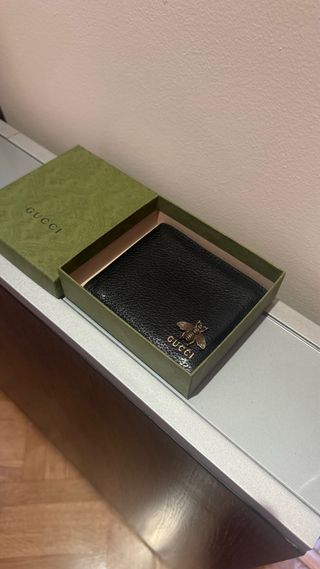 Monedero Gucci Animalier Cuero Negro