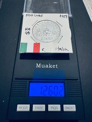 Moneda Plata 11g  Italia 500 Lire 1959