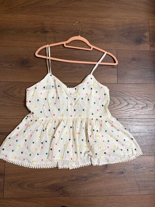 Blusa blanca lunares colores talla 44