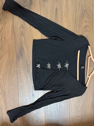 Top negro Shein mariposas XL