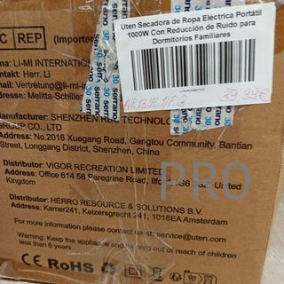 Secadora de Ropa Eléctrica, 1000W - Uten