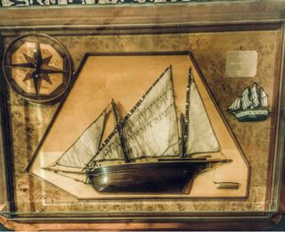 Maqueta enmarcada de Barco y Brújula
