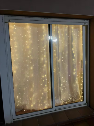 2 tende a luci LED calde 3x3 con telecomando USB