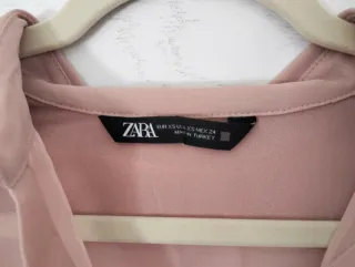 Blusa Zara gasa rosa empolvado