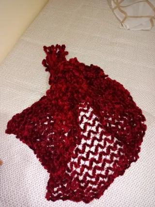 Bufanda burdeos y camel.