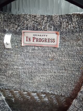 Cardigan vintage maglia jacquard maglione Large