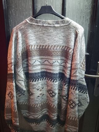 Cardigan vintage maglia jacquard maglione Large