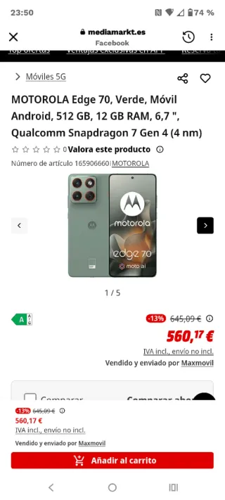 Motorola Edge 70 Verde o cambio por Samsung