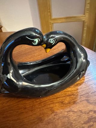 Cesta Cisnes Cerámica Negra