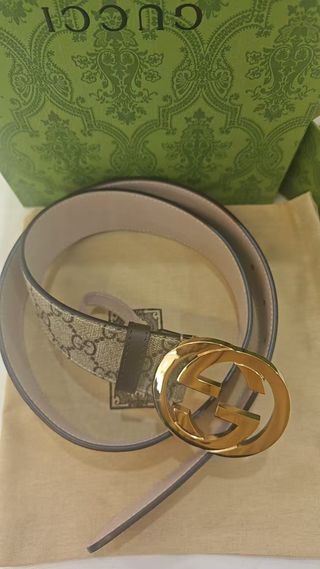 Cinturón Gucci GG Beige Dorado