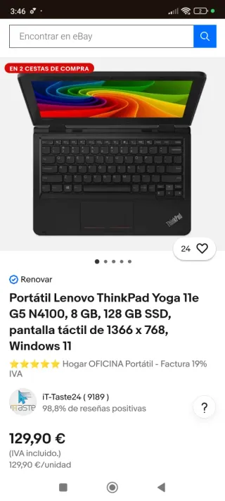 Lenovo Thinkpad Táctil Negro