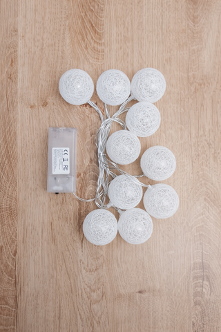 Luces bola LED blanco cálido a pilas (10 bolas)