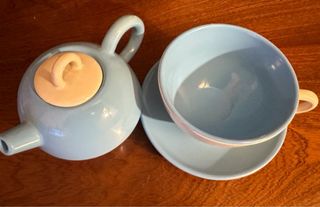 Juego Tetera Taza y Plato Cerámica