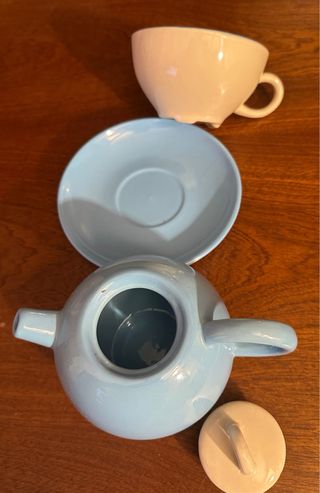 Juego Tetera Taza y Plato Cerámica