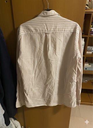 Camicia a righe beige e bianche