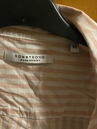 Camicia a righe beige e bianche