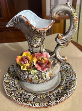 Aguamanil con plato cerámica Capodimonte