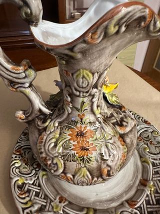 Aguamanil con plato cerámica Capodimonte