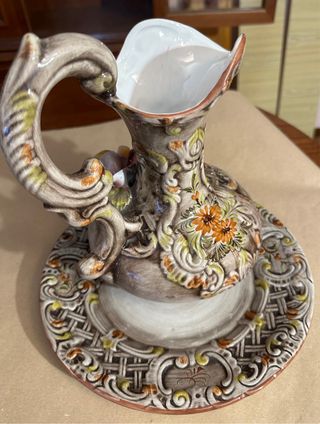 Aguamanil con plato cerámica Capodimonte