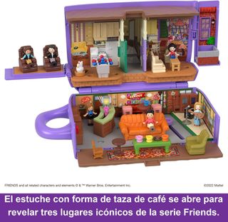 Polly Pocket Conjunto de Juego, Estuche de Friends con 6 muñecos y 9 Accesorios, HKV74
