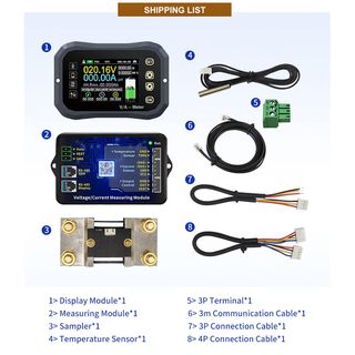 Fyearfly monitor batería 0‑120V 600A BT LCD