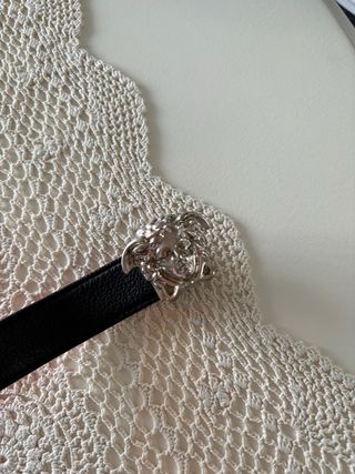 Cinturón Versace Medusa Negro y Plateado