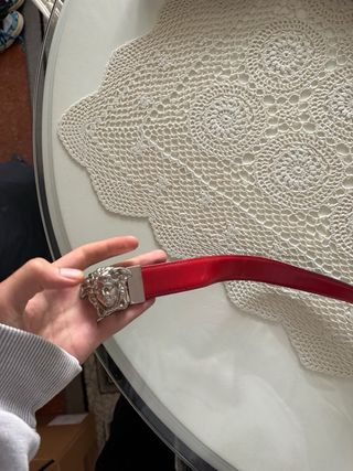 Cinturón Versace Medusa Negro y Plateado