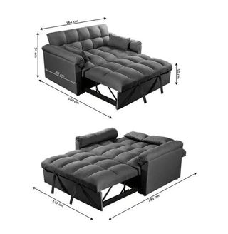 Sofá Cama Gris Terciopelo