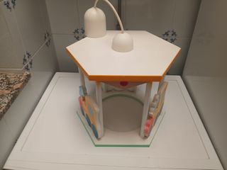 Lámpara infantil de madera tren