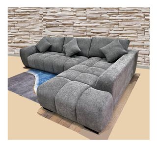 Sofá chaise longue gris tapizado