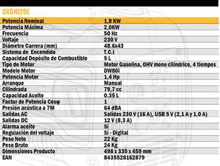 GENERADOR INVERTER DEWALT 2kw DXGNi20E