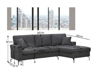 Sofá Chaise Longue gris oscuro