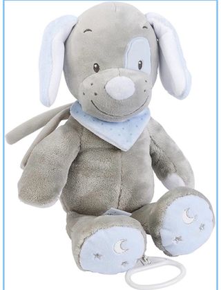 Peluche musical perro gris Nattou bebé