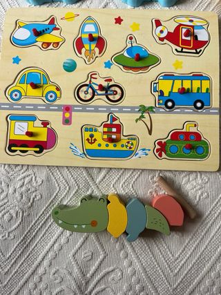 Lote Juguetes Puzzles y Vehículos Madera