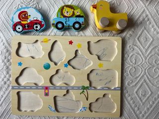 Lote Juguetes Puzzles y Vehículos Madera
