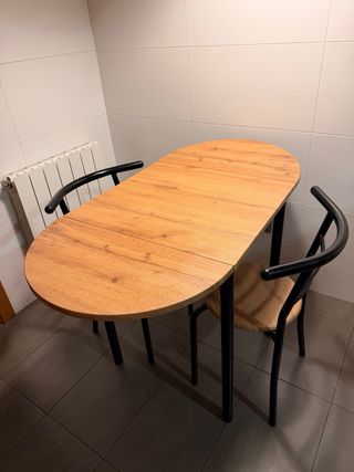 Mesa y 2 Sillas Cocina Madera y Metal