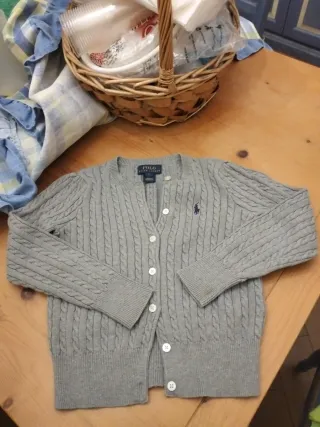 Cardigan Ralph Lauren bambina grigio