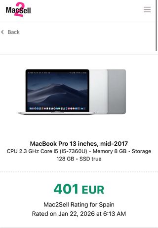 MacBook Pro 13 2017 2.3GHz i5 8GB RAM 128GB SSD