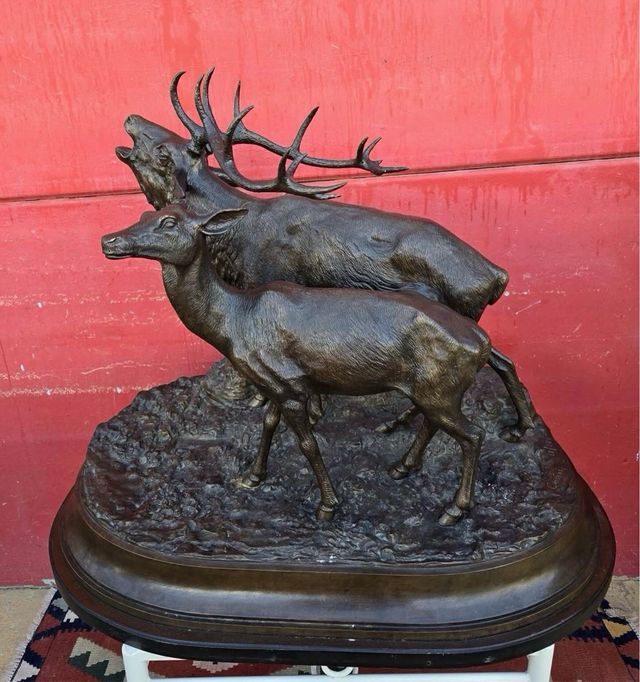 Escultura Bronce Ciervos firmada corsini